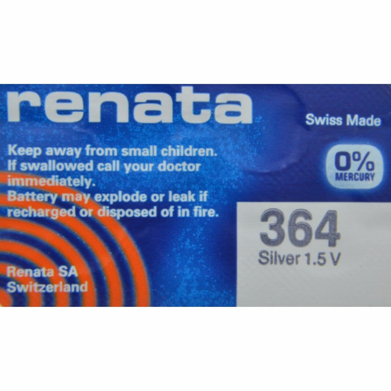 Renata Silver Oxide Watch Battery For Renata 364 Button Cell